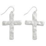 Something to Say Silver Tone Cross Earrings