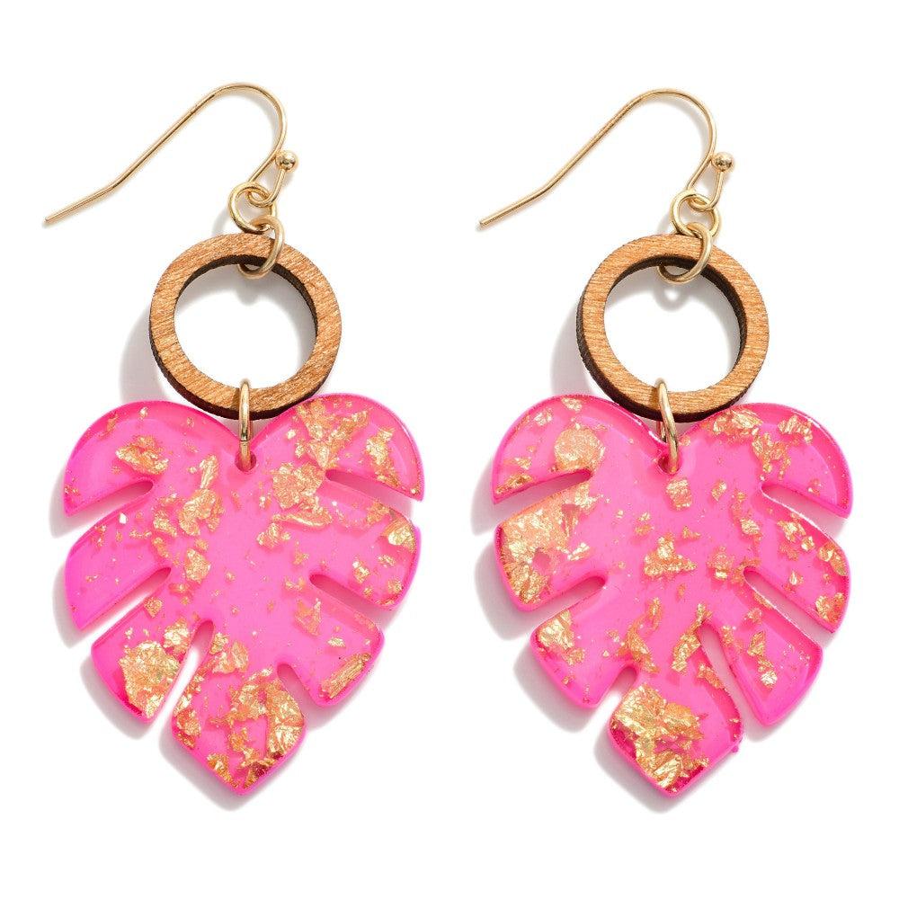 Pink Leaf Earrings