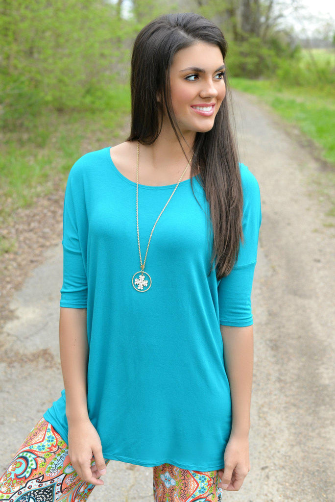 Ocean Blue Piko Style Bamboo Top