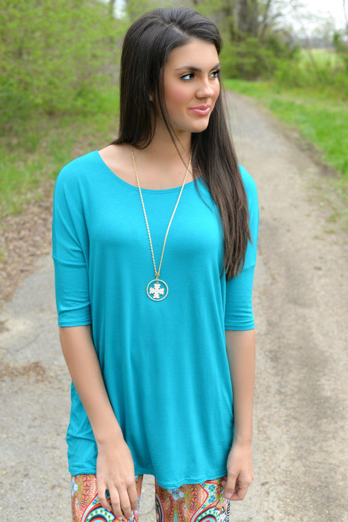 Ocean Blue Piko Style Bamboo Top