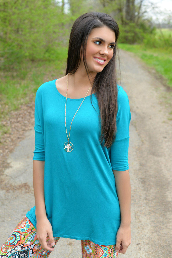 Ocean Blue Piko Style Bamboo Top