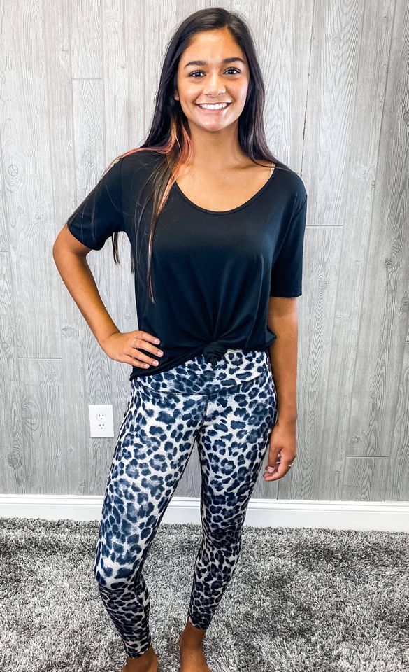 Mia Black Leopard Athletic Leggings