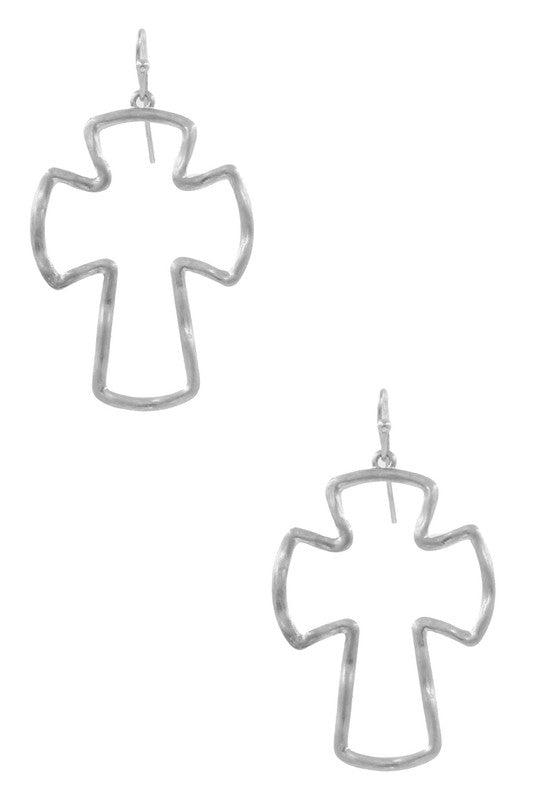 In His Grace Silver Cross Earrings