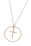 One Emotion Gold Tone Cross Necklace