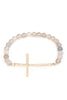 Were You Gray Beaded Cross Stretch Bracelet