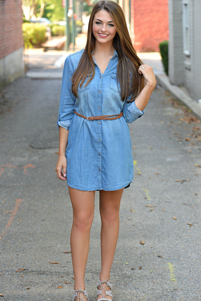 Stress Less Denim Tunic Dress