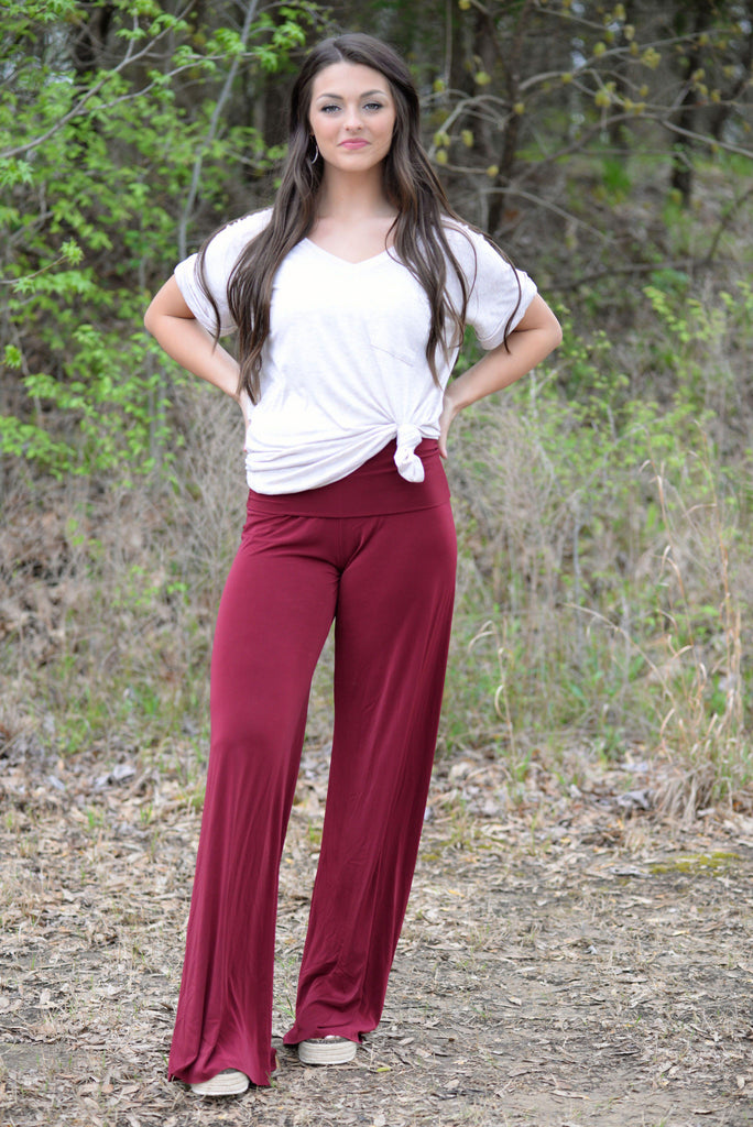 Solid Burgundy Yoga Pants